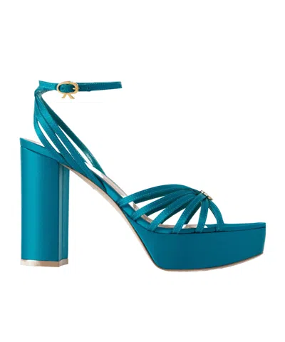 Gianvito Rossi Rita 110 Satin Platform Sandals In Blue