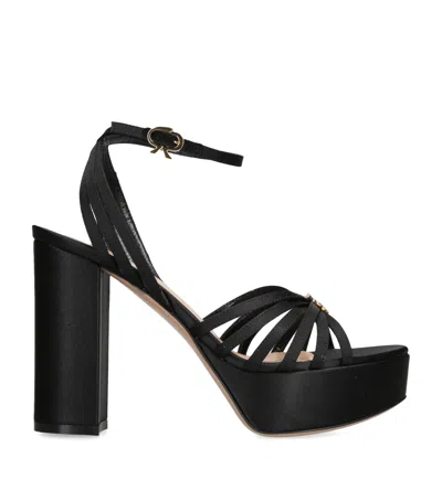 GIANVITO ROSSI SATIN RITA PLATFORM SANDALS 70