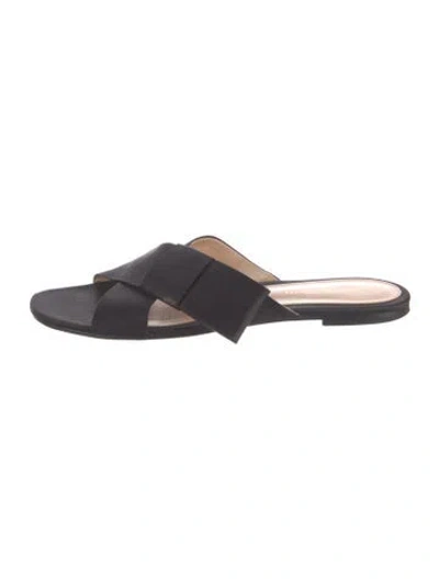 Pre-owned Gianvito Rossi Satin Slides In Black