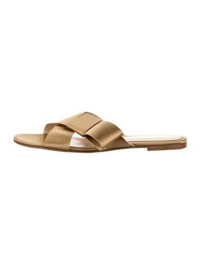 Pre-owned Gianvito Rossi Satin Slides In Neutrals