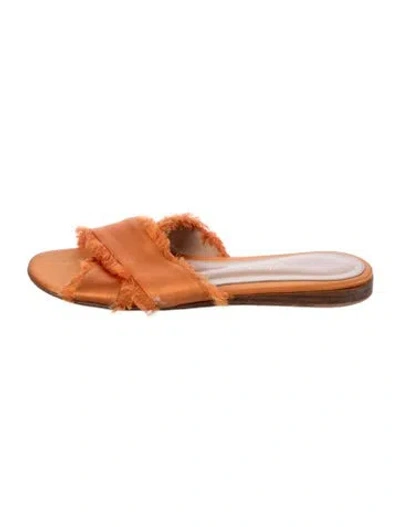Pre-owned Gianvito Rossi Satin Slides In Orange