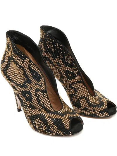 Pre-owned Gianvito Rossi Sculpted Peep-toe Sandals In Black