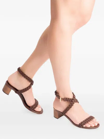 Gianvito Rossi Sedona Braided Sandals In Brown