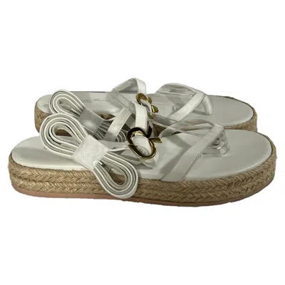 Gianvito Rossi Self-tie Beachclub Espadrille Sandals In White Leather