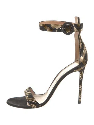 Pre-owned Gianvito Rossi Sequins Graphic Print Sandals In Black