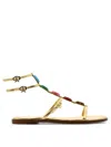 Gianvito Rossi Gemstone Detailed Flat Leather Sandals