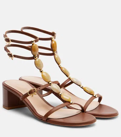 Gianvito Rossi Shanti 45 Embellished Leather Sandals In Brown