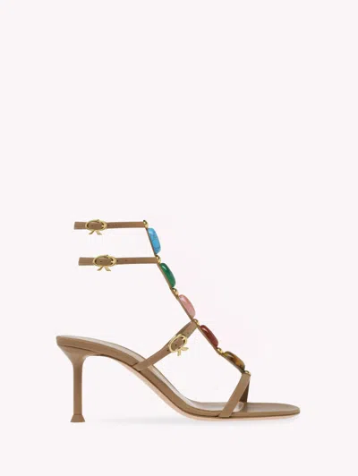 Gianvito Rossi Shanti 70 Embellished Leather Sandals In Brown