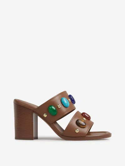 Gianvito Rossi Shanti 80 Mules Shoes In Brown