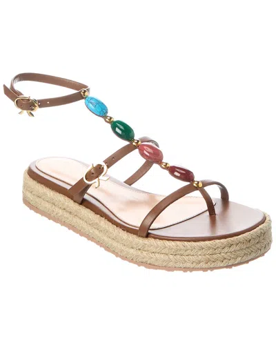 Gianvito Rossi Shanti Leather Espadrille Sandals In Brown