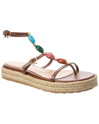 Gianvito Rossi Shanti Beach Leather Platform Sandal In Brown