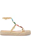 Gianvito Rossi Shanti Embellished Metallic Leather Platform Sandals In Gold