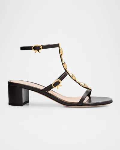 GIANVITO ROSSI SHANTI BEADED T-STRAP LEATHER SANDALS