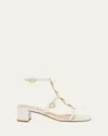 Gianvito Rossi Shanti Beaded T-strap Leather Sandals In Off White