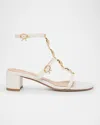 Gianvito Rossi Shanti Beaded T-strap Leather Sandals In Off White