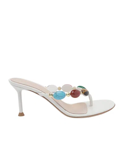 Gianvito Rossi Shanti Embellished Heeled Sandals In White