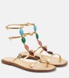 Gianvito Rossi Gemstone Detailed Flat Leather Sandals In Mekong