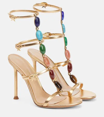 Gianvito Rossi Shanti Embellished Leather Sandals In Mekong