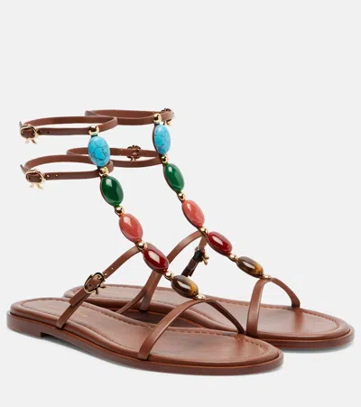 Gianvito Rossi Shanti Embellished Leather Sandals In Multi
