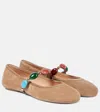 Gianvito Rossi Shanti Embellished Suede Ballet Flats In Beige