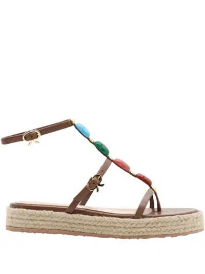 Gianvito Rossi Shanti Leather Espadrille Sandals In Brown