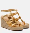 Gianvito Rossi Shanti Leather Espadrille Wedges In Gold