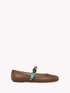Gianvito Rossi Shanti Embellished Leather Mary Jane Ballet Flats In Brown Leather