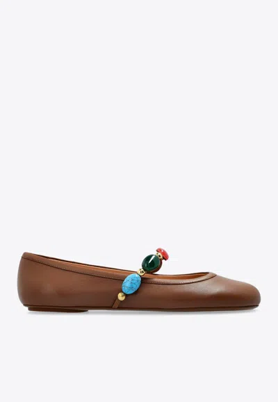 GIANVITO ROSSI SHANTI MARY JANE LEATHER BALLET FLATS