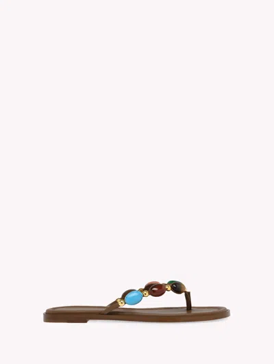 Gianvito Rossi Women's Shanti Leather Thong Sandals In Brown