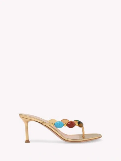 Gianvito Rossi Shanti Thong 70mm Leather Sandals In Multi