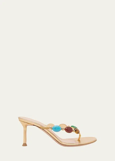 Gianvito Rossi Shanti Thong 70mm Leather Sandals In Multi
