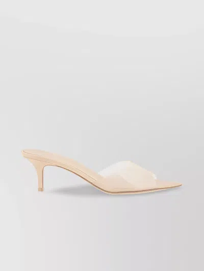 Gianvito Rossi Sheer Front Strap Mid Heel Sandals In Neutral