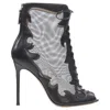 Gianvito Rossi Sheer Leather Lace Up Ankle Bootie In Black