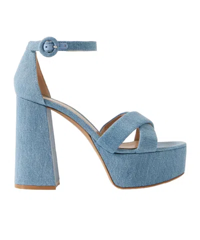 Gianvito Rossi Sheridan 110 Denim Platform Sandals In Blue