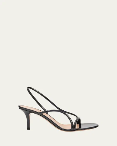 Gianvito Rossi Shiny Nappa Strappy Slingback Sandals In Black