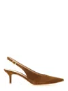 Gianvito Rossi Suede Stiletto Heel Pumps With Ribbon Buckle In Brown