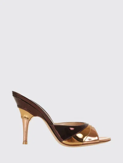 Gianvito Rossi Metallic Finish Stiletto Heel Open Back Mules In Brown