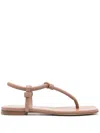 Gianvito Rossi Juno Tubular Leather Thong Sandals In Brown