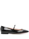 Gianvito Rossi Elegant Calf Leather Ballerina Flats With Chic Strap Detail