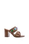 Gianvito Rossi 90mm Beaded Leather Sandals In Brown