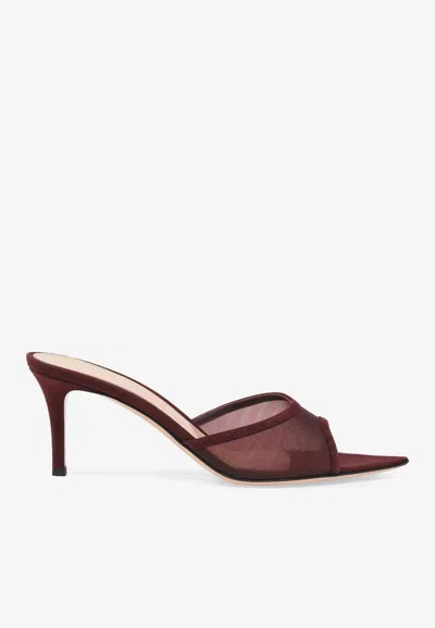 Gianvito Rossi Sienna 70 Suede Mules In Burgundy