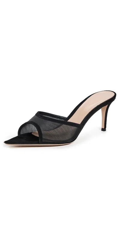 GIANVITO ROSSI SIENNA MULES 70MM BLACK+BLACK
