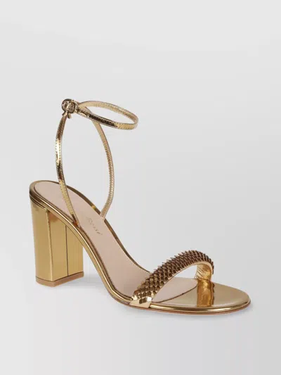 GIANVITO ROSSI SILK+METAL ANKLE STRAP SANDAL