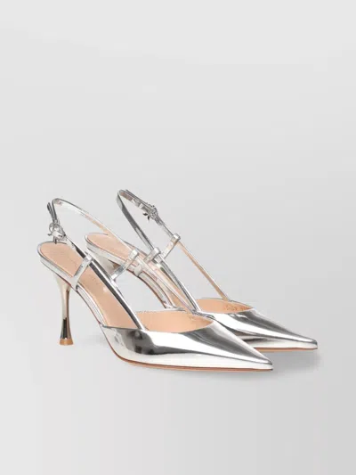 Gianvito Rossi Silver Calfskin Slingback Pumps Ascent