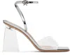 Gianvito Rossi Transparent Cosmic Block Heel Silver-strap Sandals In Trasp+silver