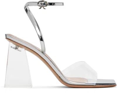 GIANVITO ROSSI SILVER COSMIC 85 HEELED SANDALS
