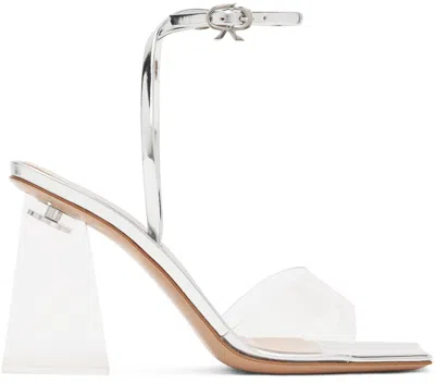 Gianvito Rossi Silver Cosmic 85 Sandals In Trasp+silver