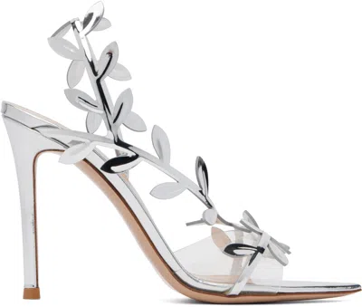 Gianvito Rossi Silver Flavia Heeled Sandals In White