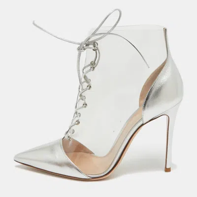 Gianvito Rossi Silver Leather And Pvc Icon Ankle Booties