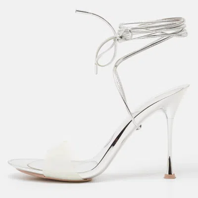 Pre-owned Gianvito Rossi Silver Leather And Pvc Spice Sandals Size 41